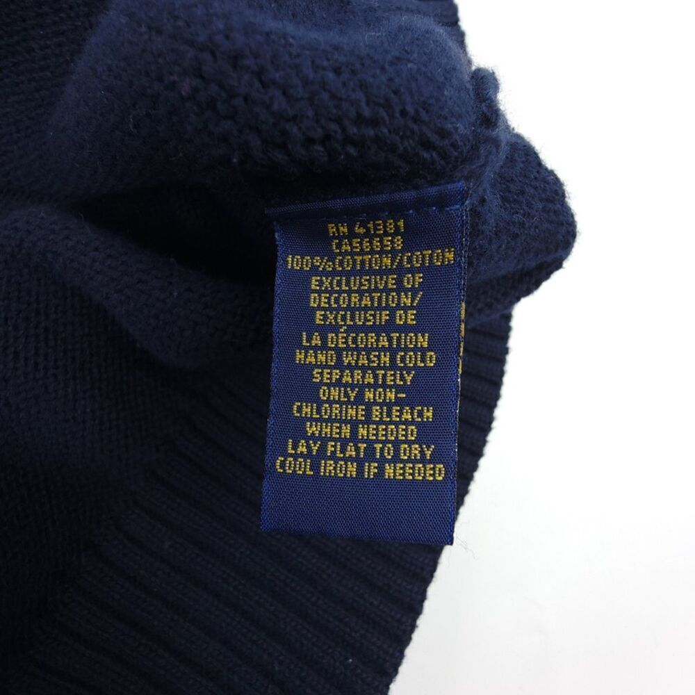 POLO Ralph Lauren Old Money Pullover Sweater Ribbed Knit Fisherman Navy Blue XL - Picture 8 of 8